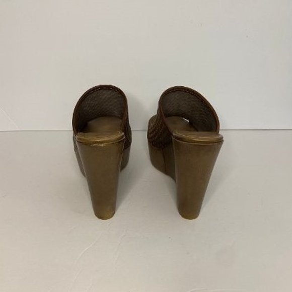 NWOT Fred Segal Feet Brown Woven Leather Platform Wedges Size 38 Made in Italy - Picture 2 of 7